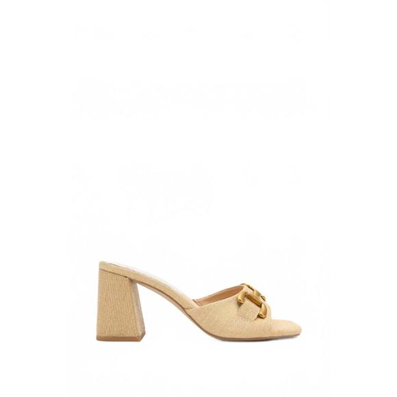 NEW MI.IM women's quinn block heel in natural raffia - Picture 1 of 5